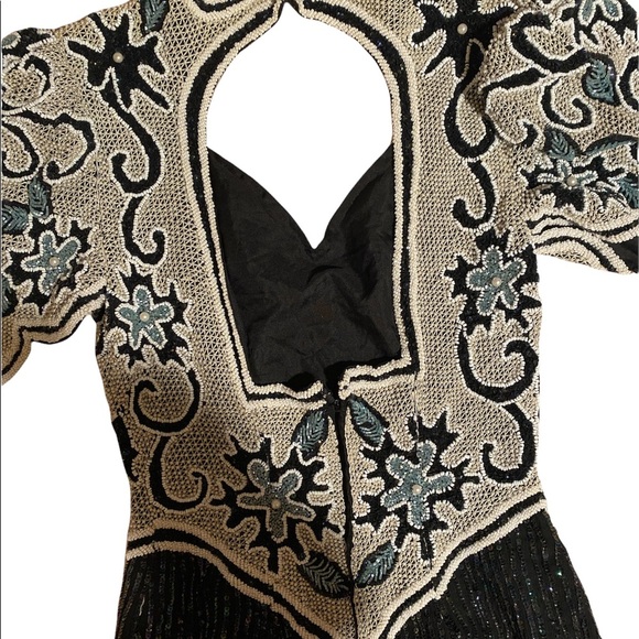 VINTAGE 80’s Hazar Beaded Glam Gown Dress size Small - Picture 7 of 8